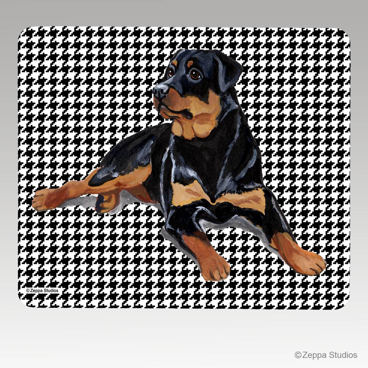 Rottweiler Houndstooth Mouse Pad