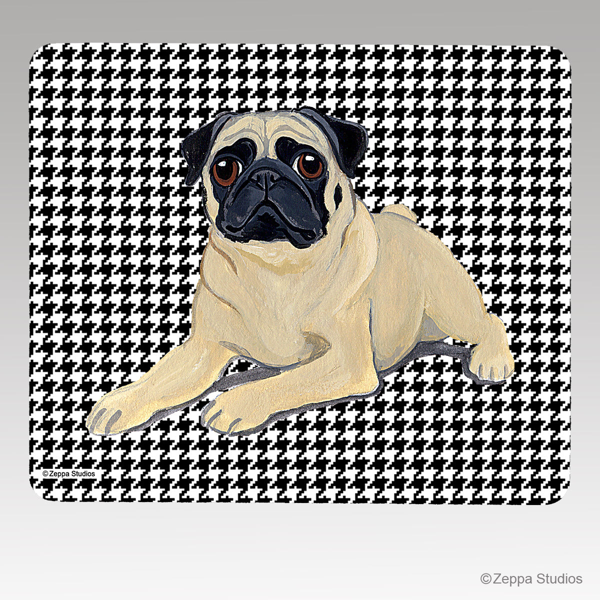 Pug Houndstooth Mouse Pad
