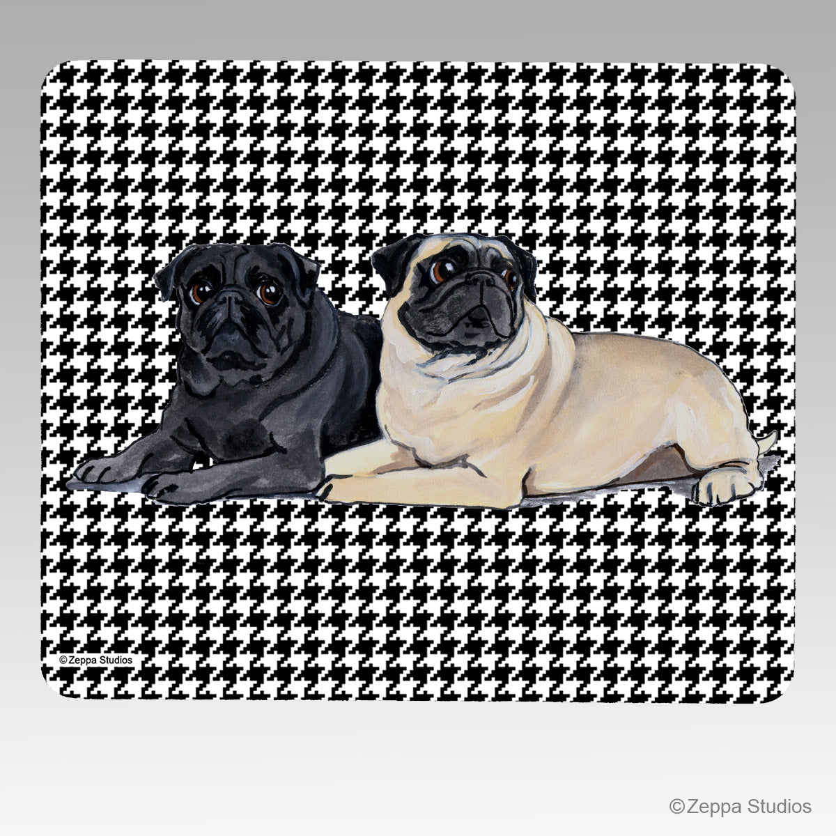 Pug Houndstooth Mouse Pad