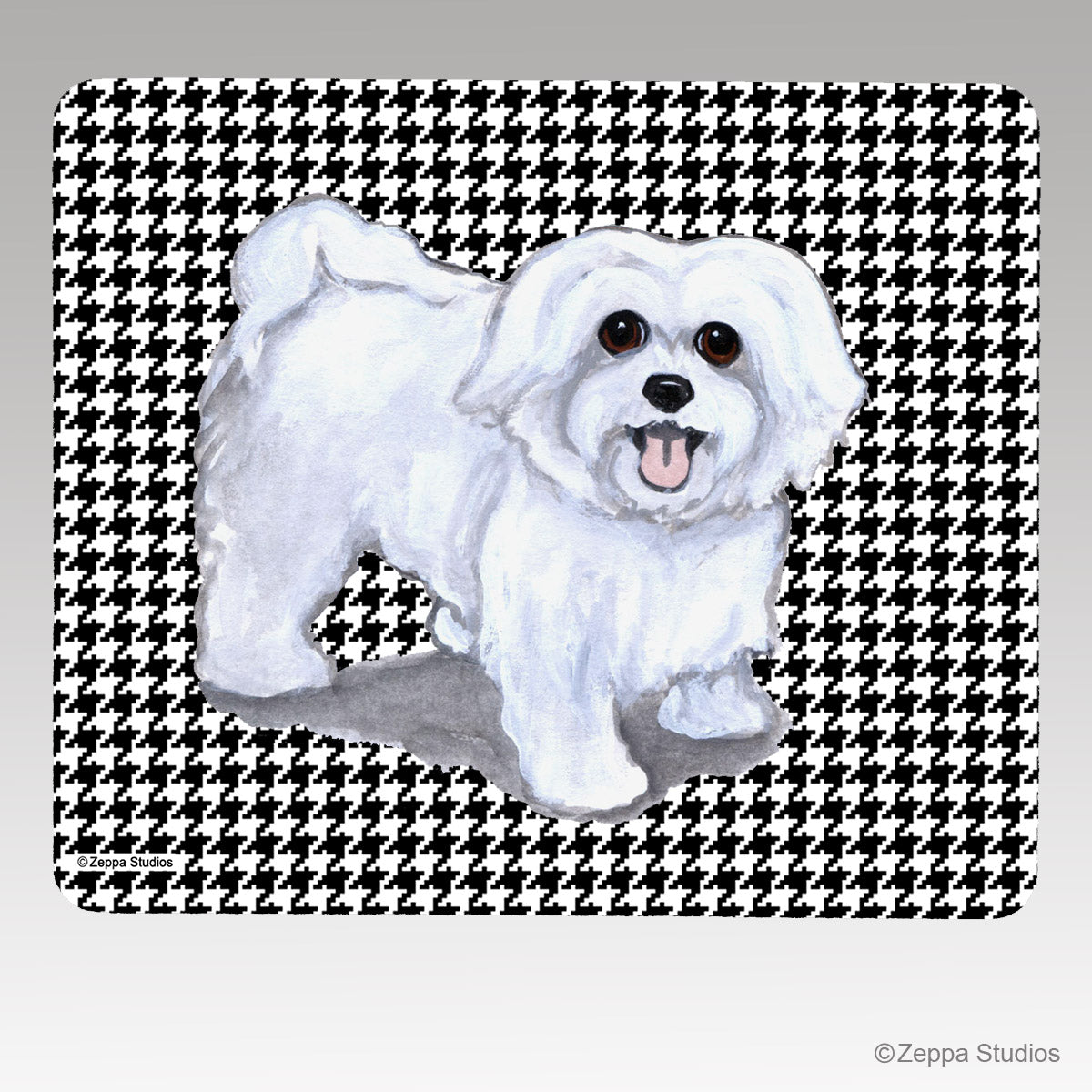 Maltese Houndstooth Mouse Pad