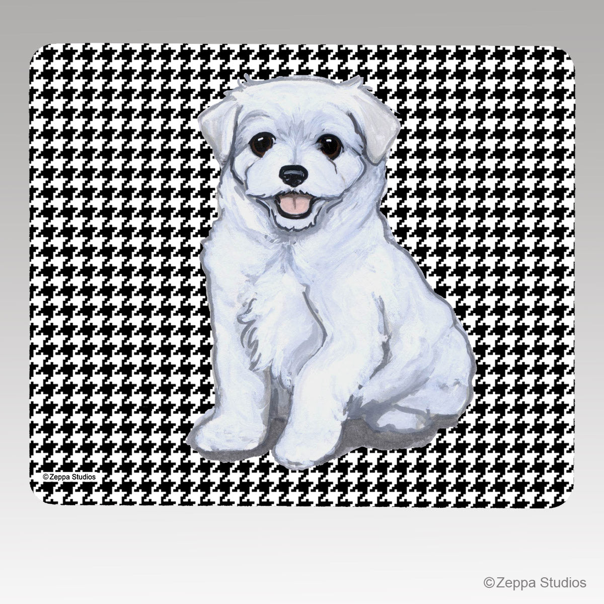 Maltese Houndstooth Mouse Pad