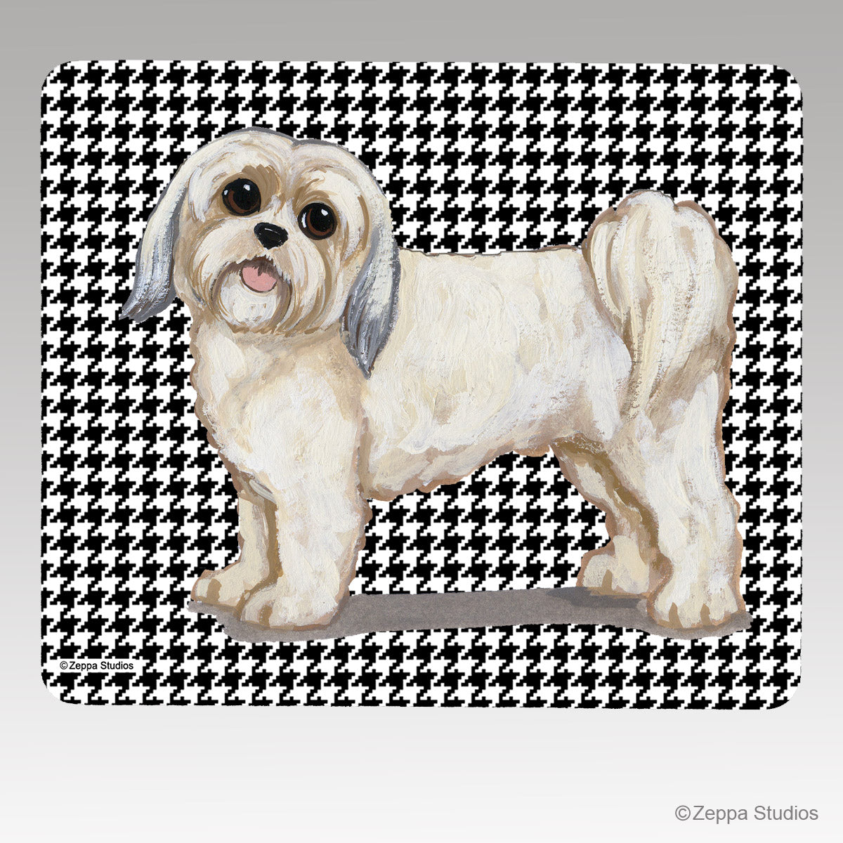 Lhasa Apso Houndstooth Mouse Pad