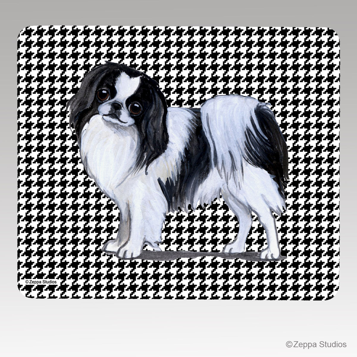 Japanese Chin Houndstooth Mouse Pad