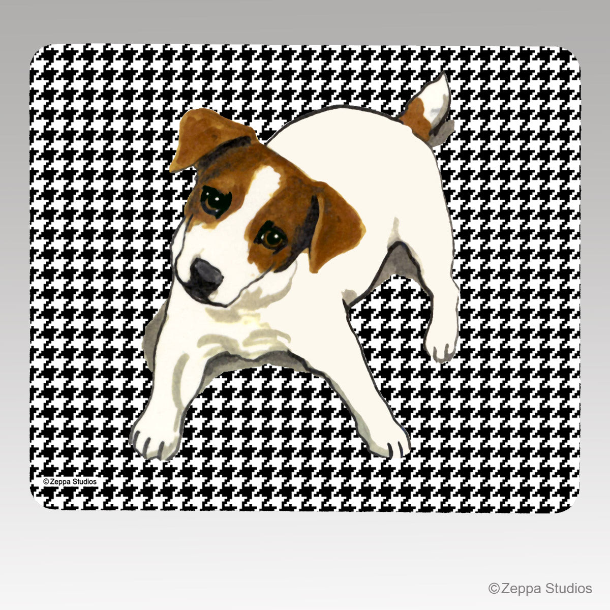 Jack Russell Terrier Houndstooth Mouse Pad