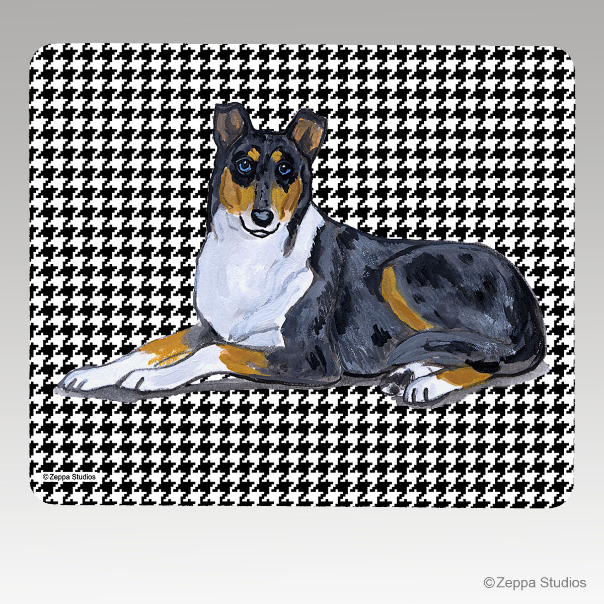 Collie Houndstooth Mouse Pad