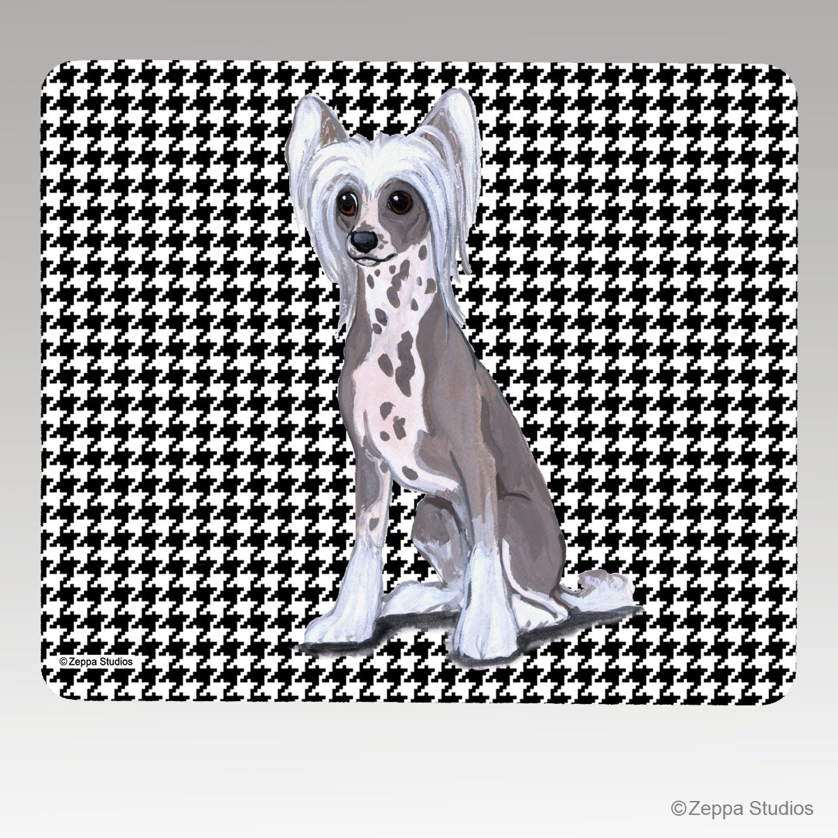 Chinese Crested Houndstooth Mouse Pad
