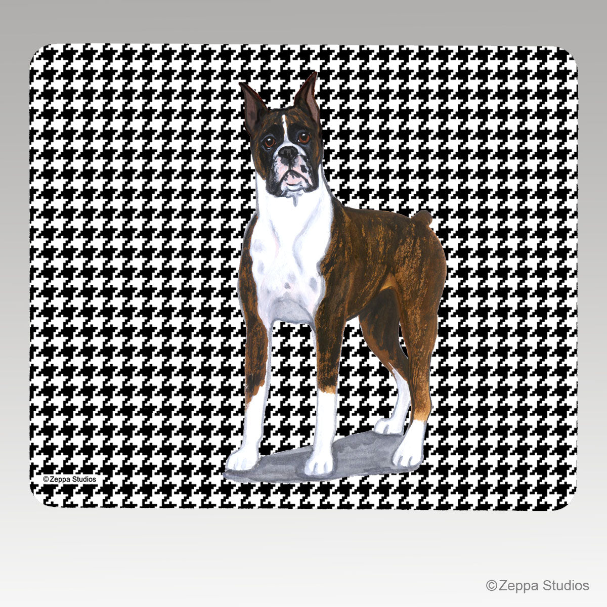 Boxer Houndstooth Mouse Pad