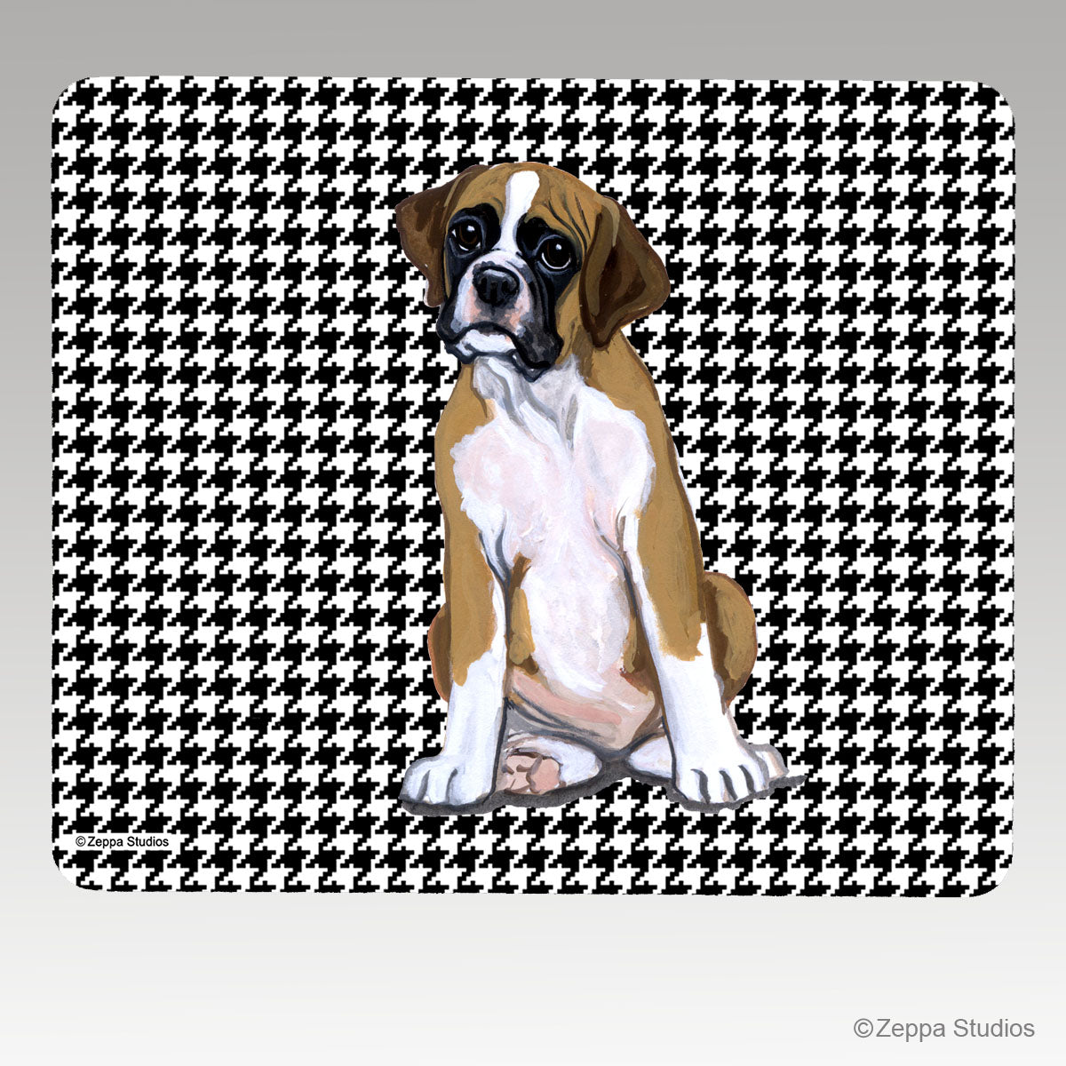 Boxer Houndstooth Mouse Pad