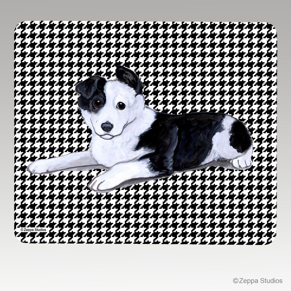 Border Collie Houndstooth Mouse Pad