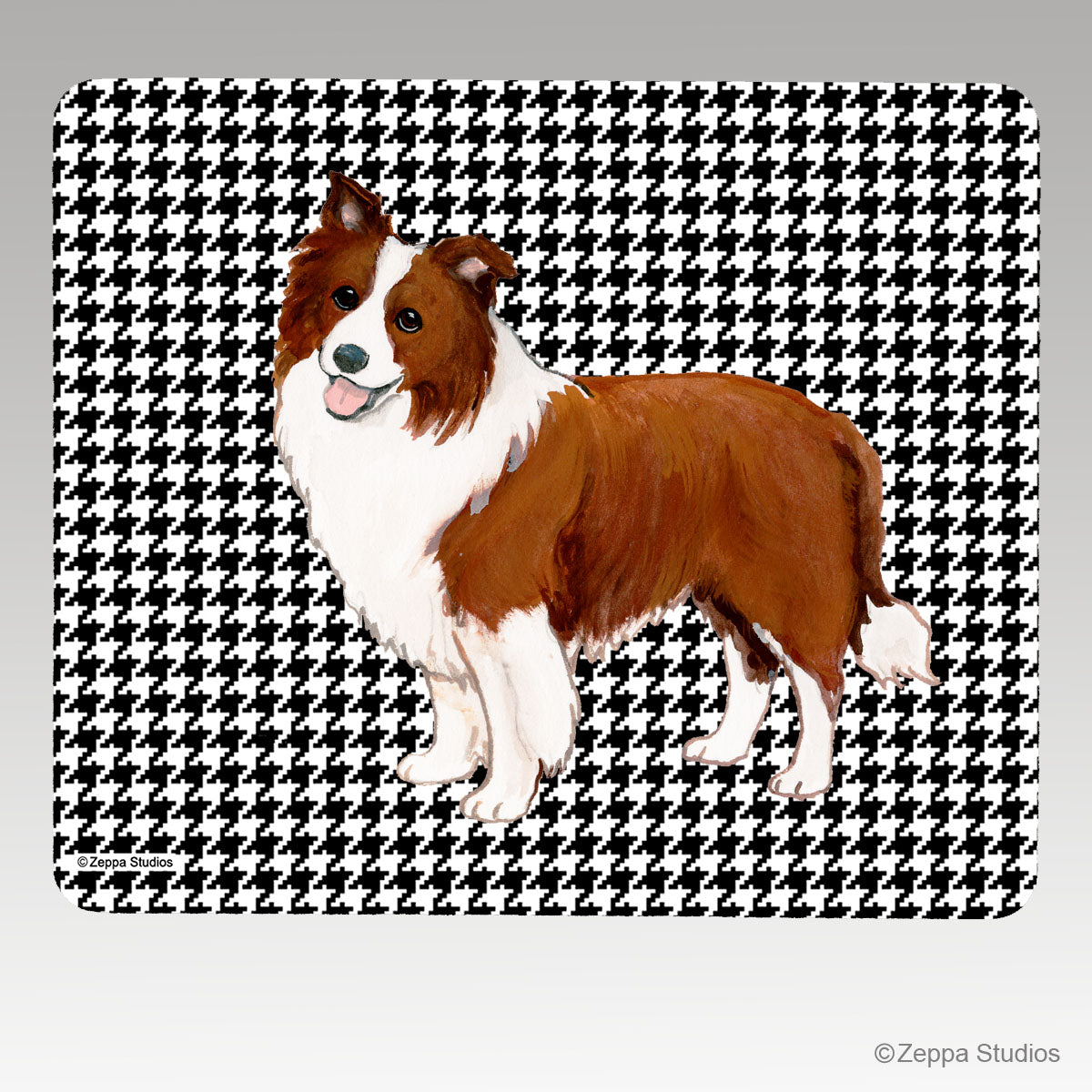Border Collie Houndstooth Mouse Pad