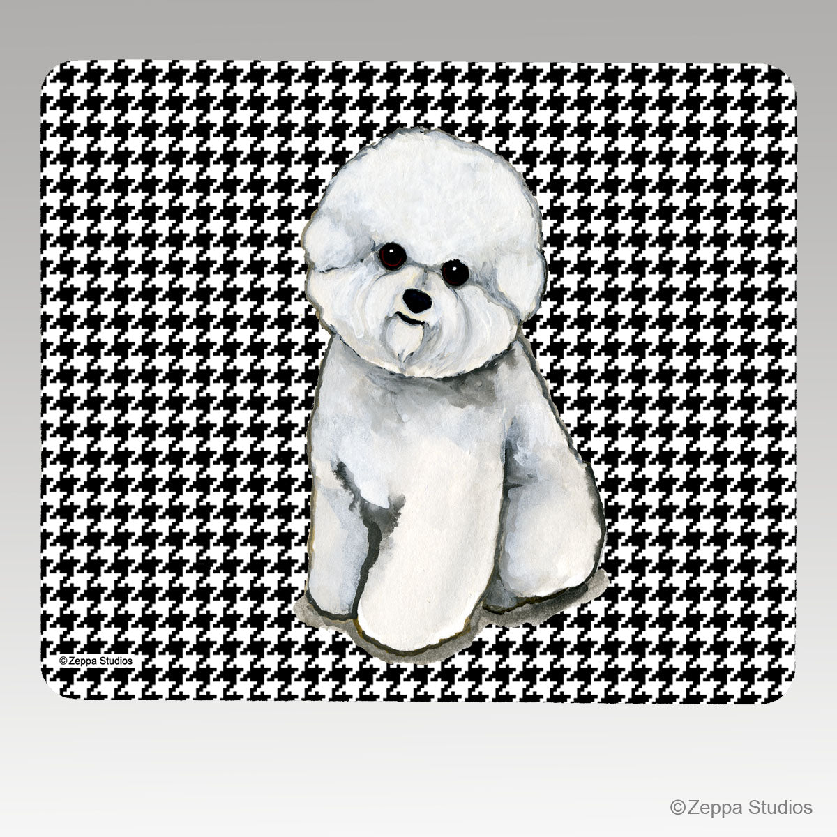 Bichon Frise Houndstooth Mouse Pad
