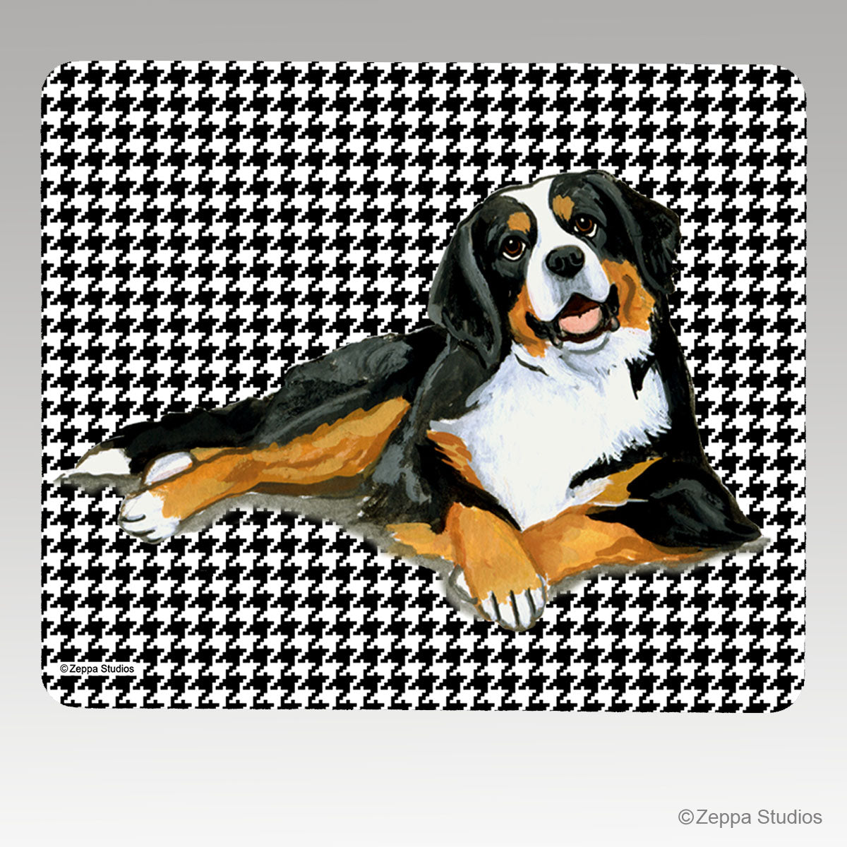 Bernese Mountain Dog Houndstooth Mouse Pad