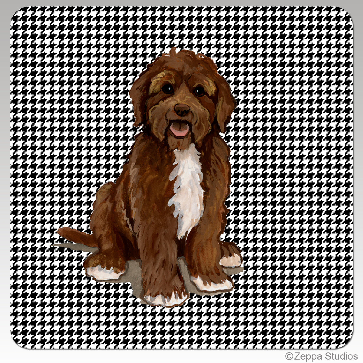 Portuguese Water Dog Houndzstooth Coasters
