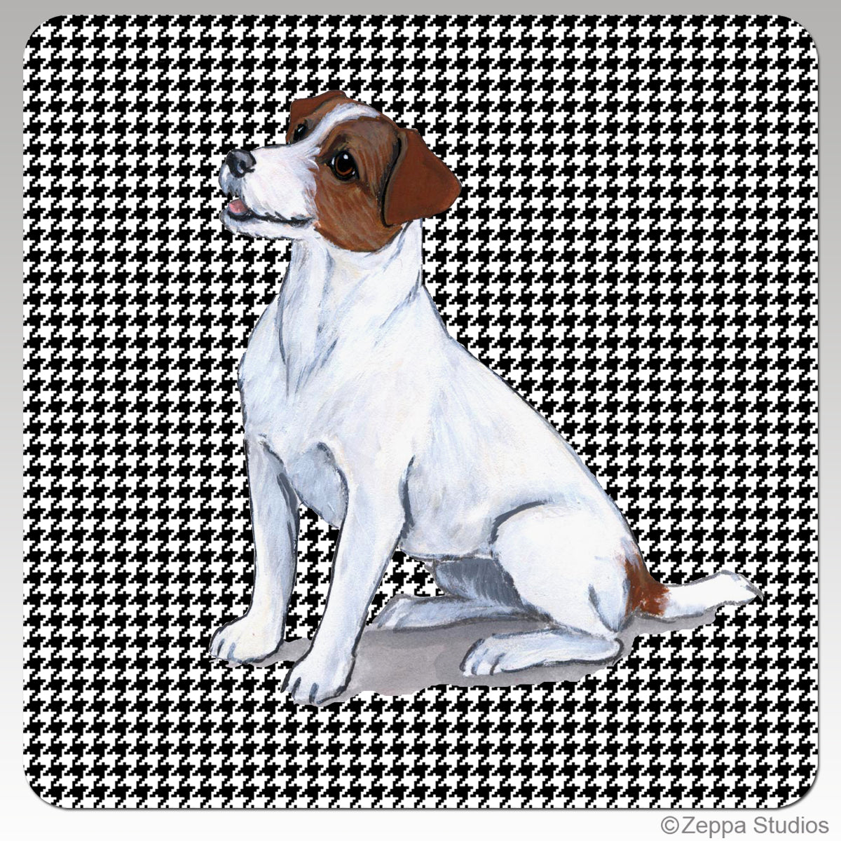 Jack Russell Terrier Houndzstooth Coasters