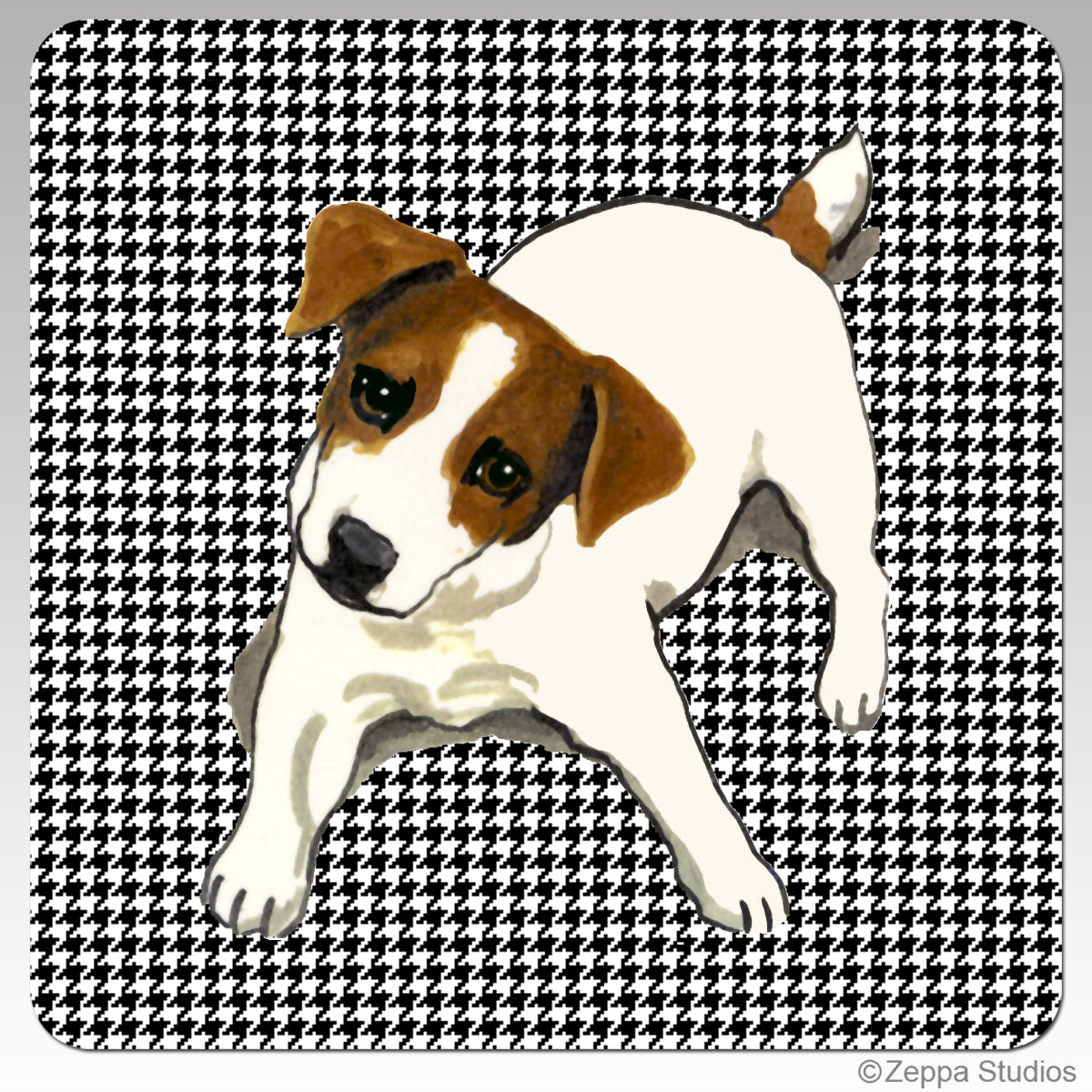 Jack Russell Terrier Houndzstooth Coasters