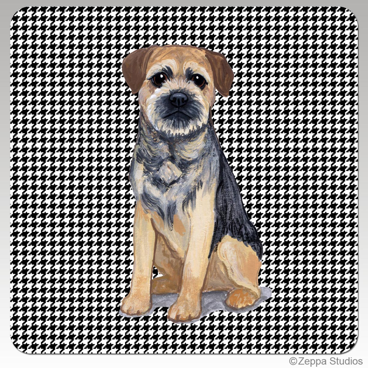 Border Terrier Houndzstooth Coasters