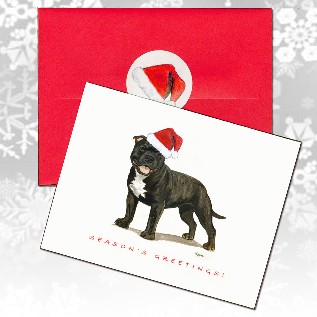 English Staffordshire Terrier Christmas Cards