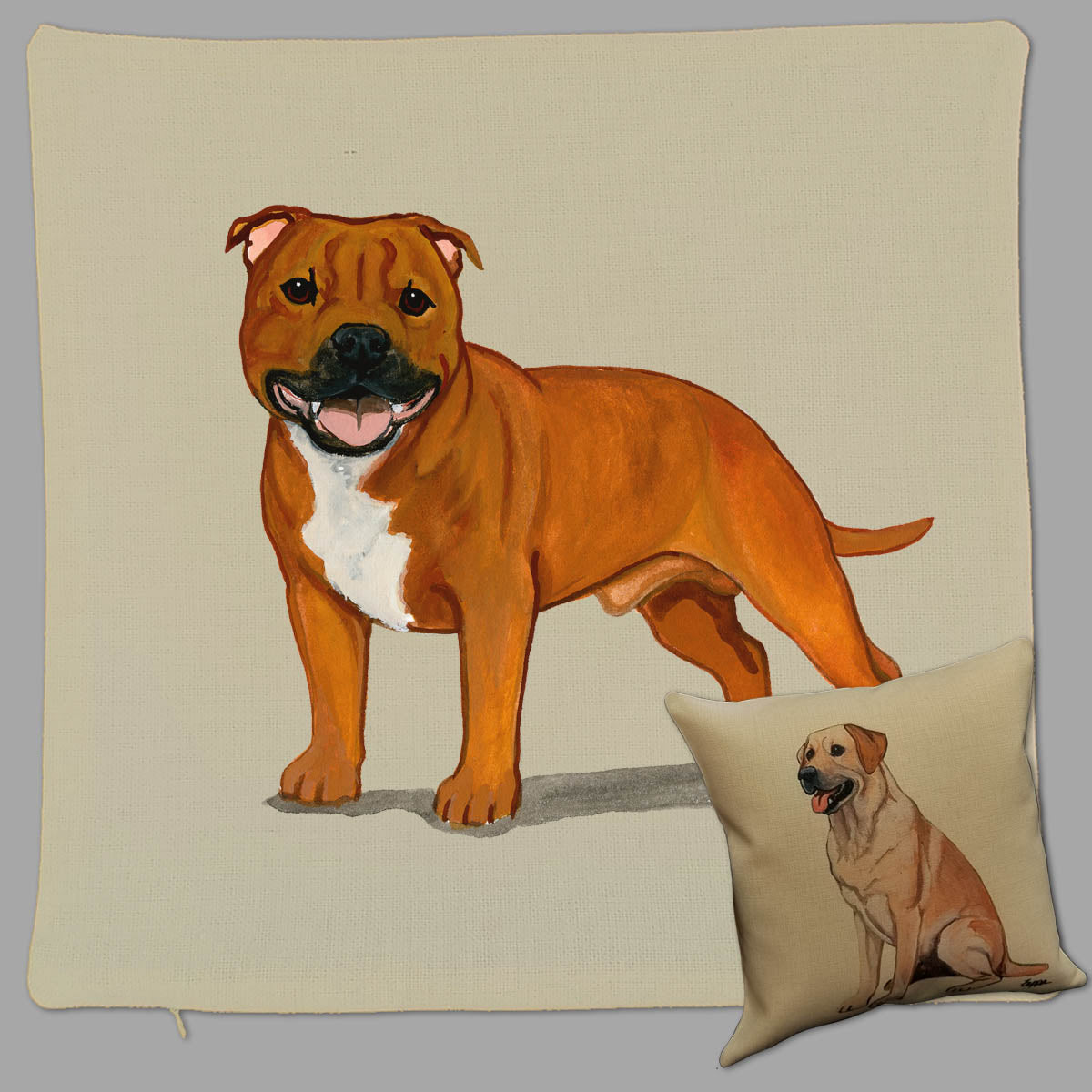 English Staffordshire Terrier Throw Pillow
