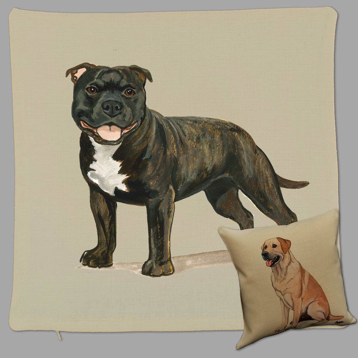 English Staffordshire Terrier Throw Pillow