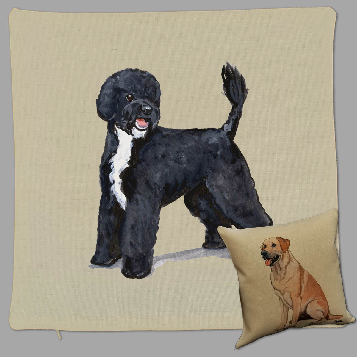 Portuguese Water Dog Throw Pillow