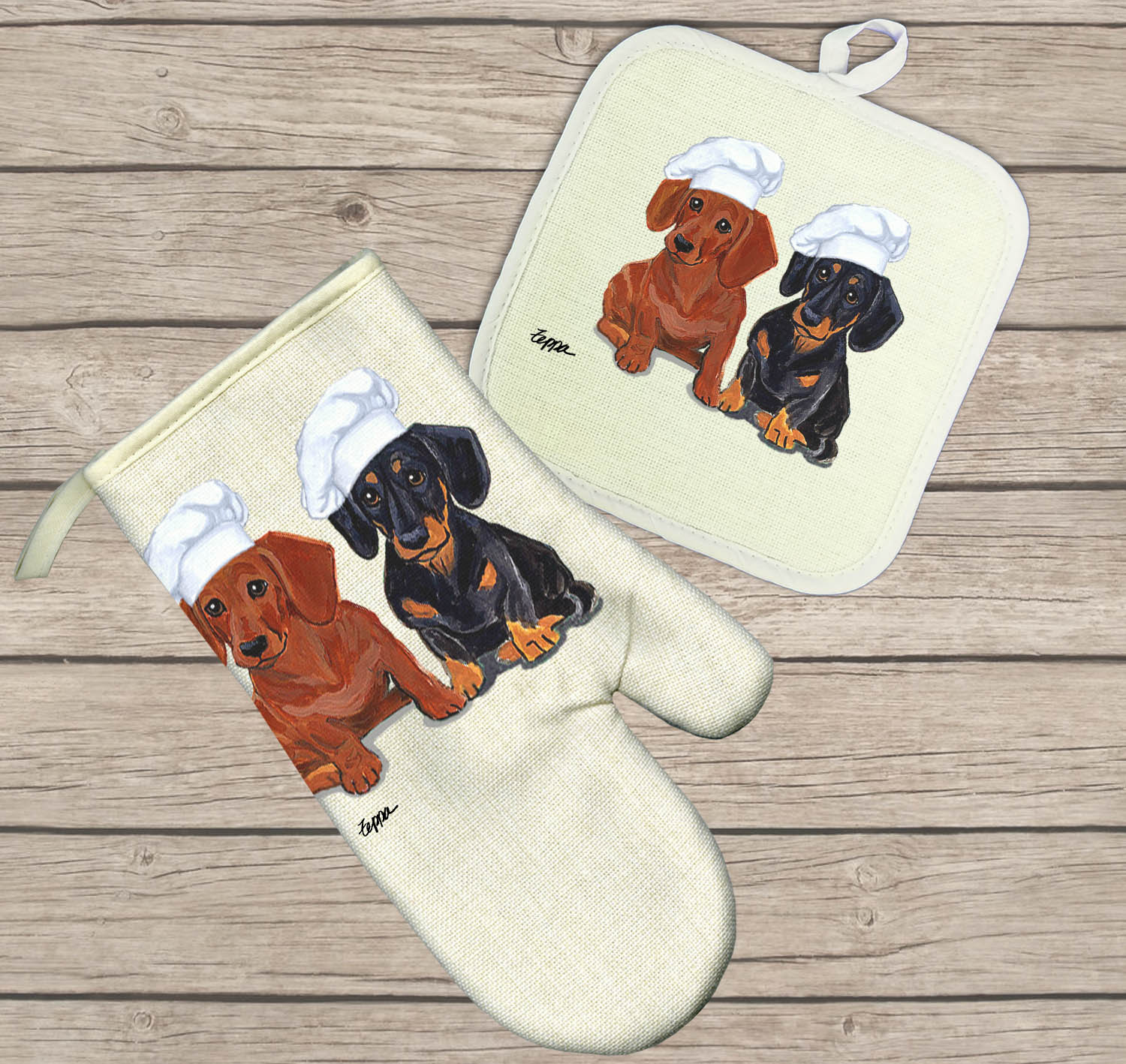Home Collection Chef-Themed Kitchen Mitts, Pot Holder, & Kitchen Towels Set  (Red)