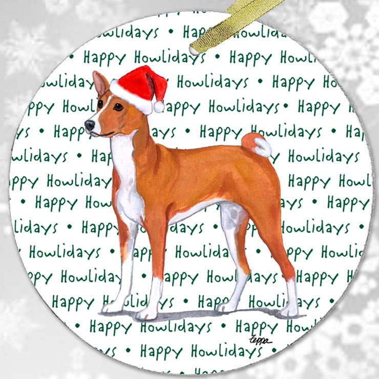 Basenji Christmas Ornament - Happy Howliday