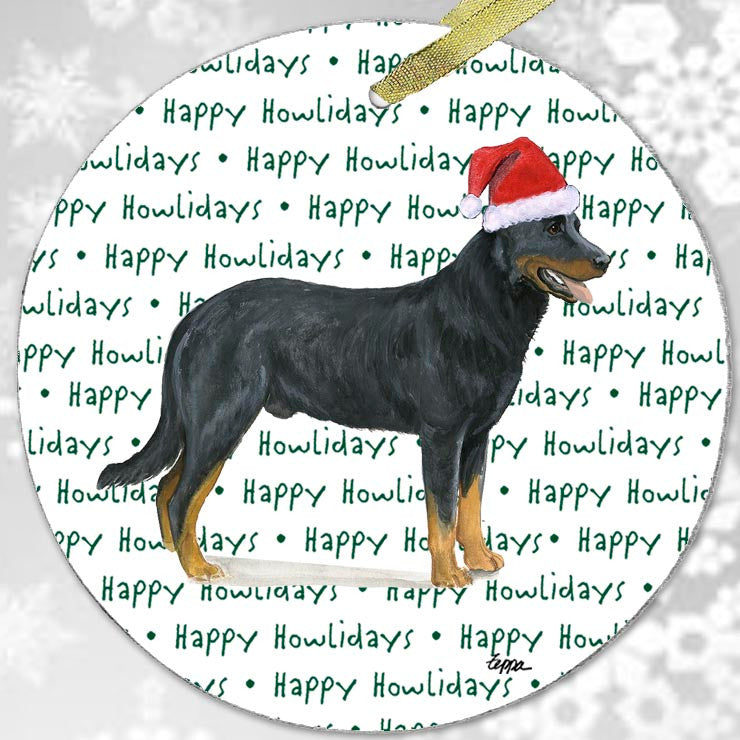 Beauceron Christmas Ornament - Happy Howlidays