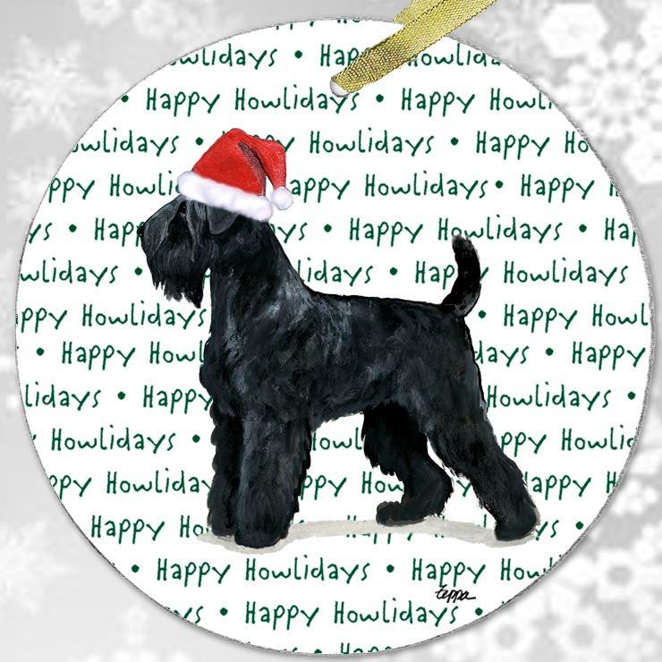 Black Russian Terrier Christmas Ornament - Happy Howlidays