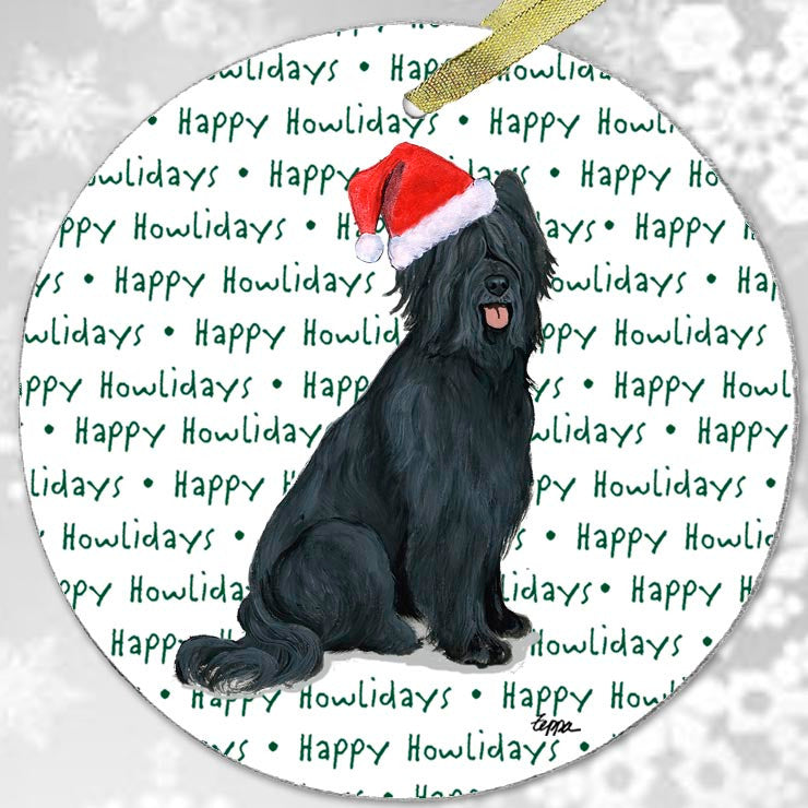 Black Briard Christmas Ornament - Happy Howlidays