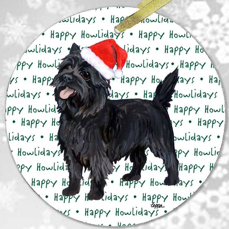 Black Cairn Terrier Christmas Ornament - Happy Howlidays
