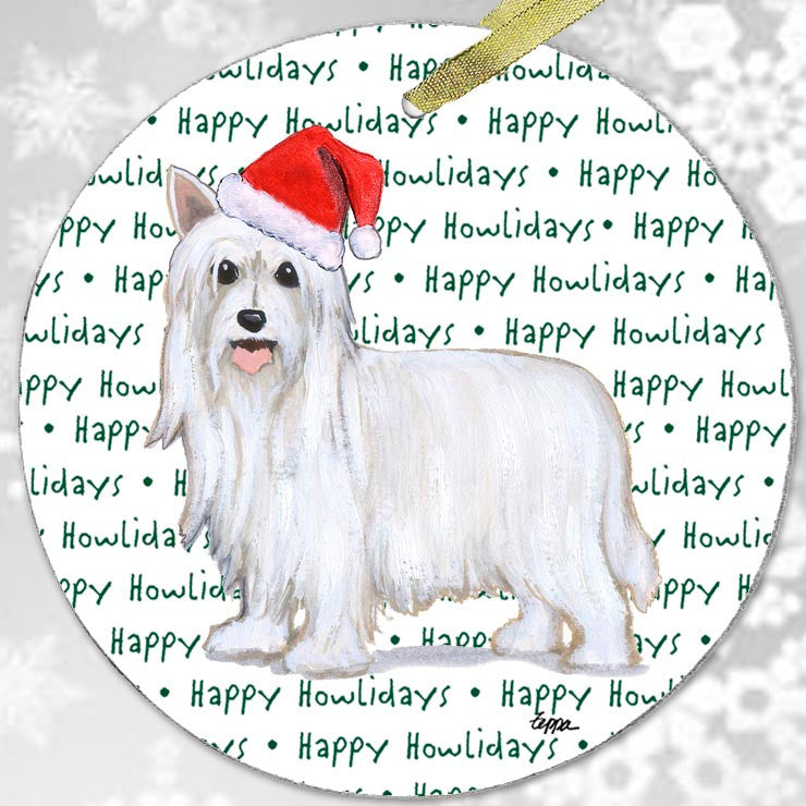 Chinese Crested Powder Puff Christmas Ornament - Happy Howlidays