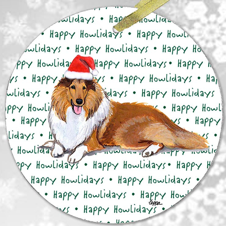 Collie Christmas Ornament - Happy Howlidays