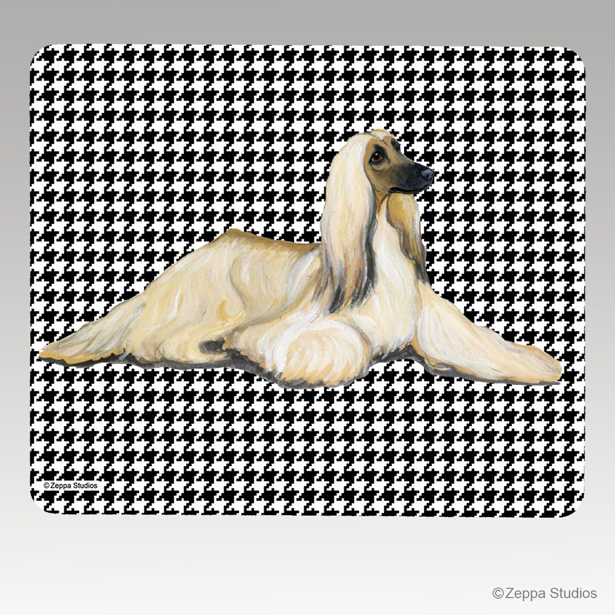 Afghan Hound Houndstooth Mouse Pad