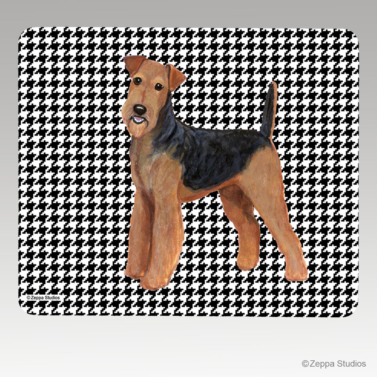 Airedale Houndstooth Mouse Pad