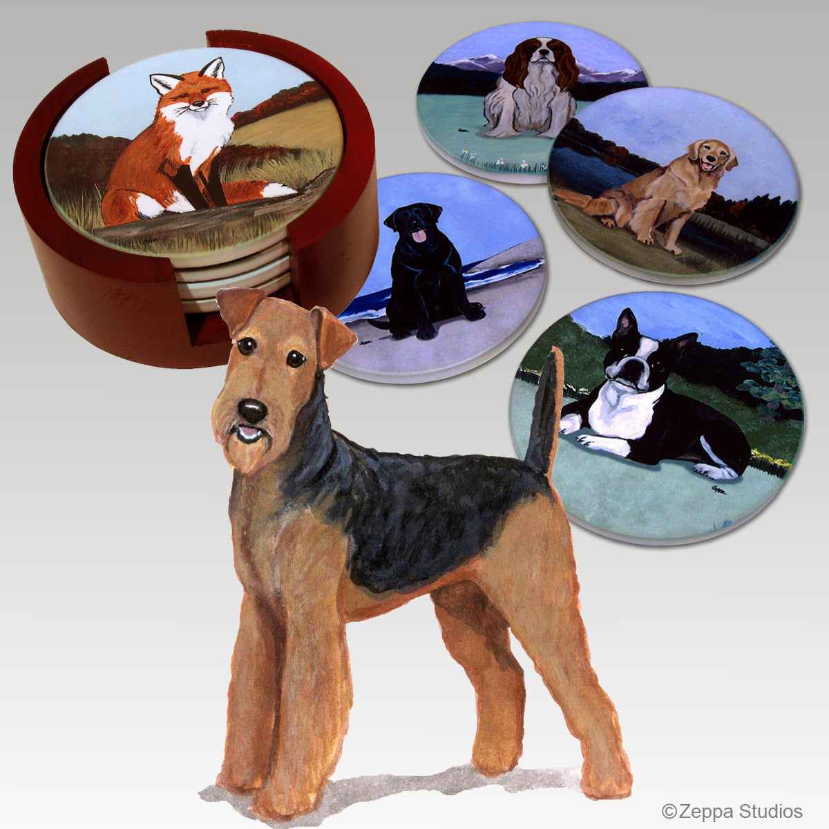 Airedale Bisque Coaster Set