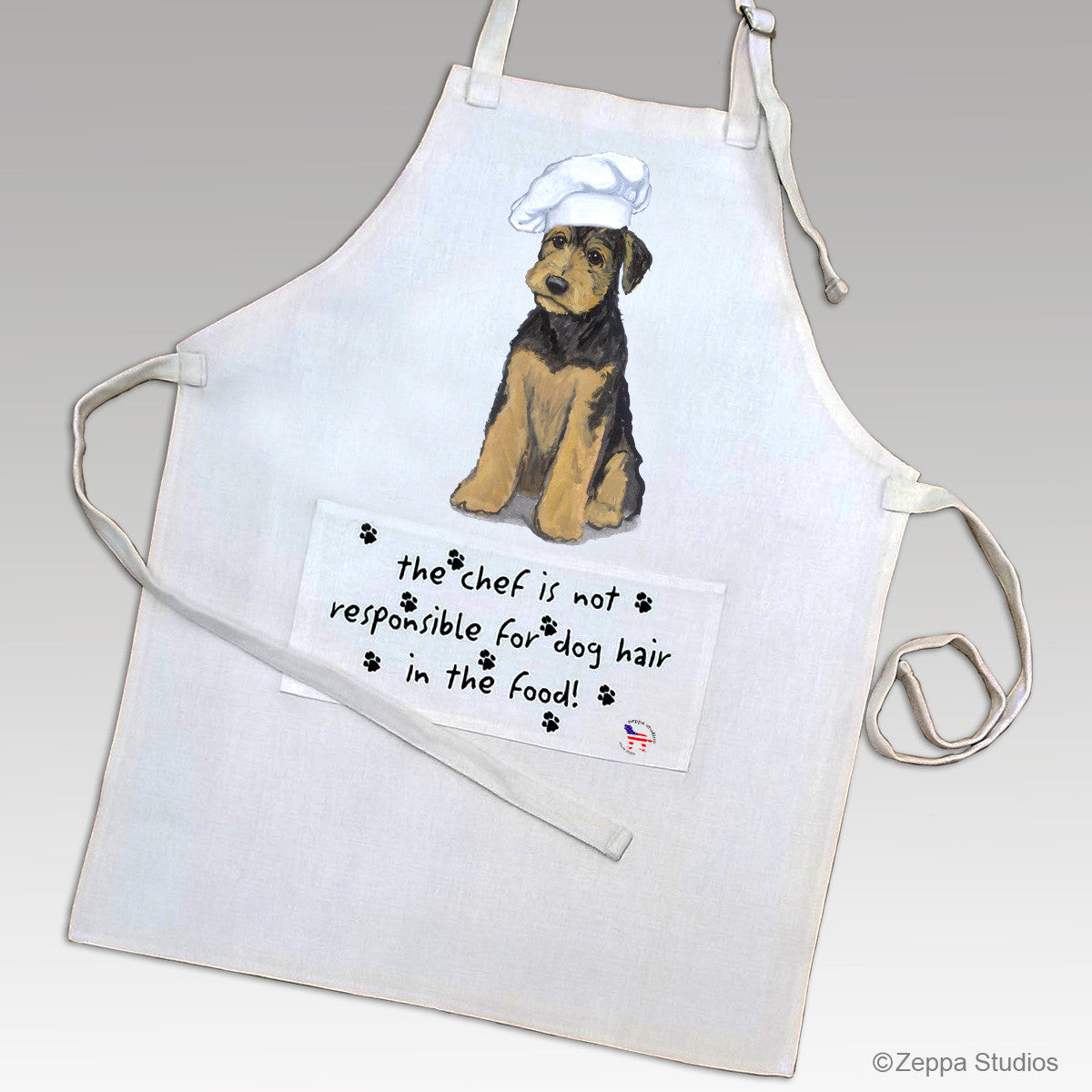 Zeppa Studios' Airedale Puppy Chef's Apron