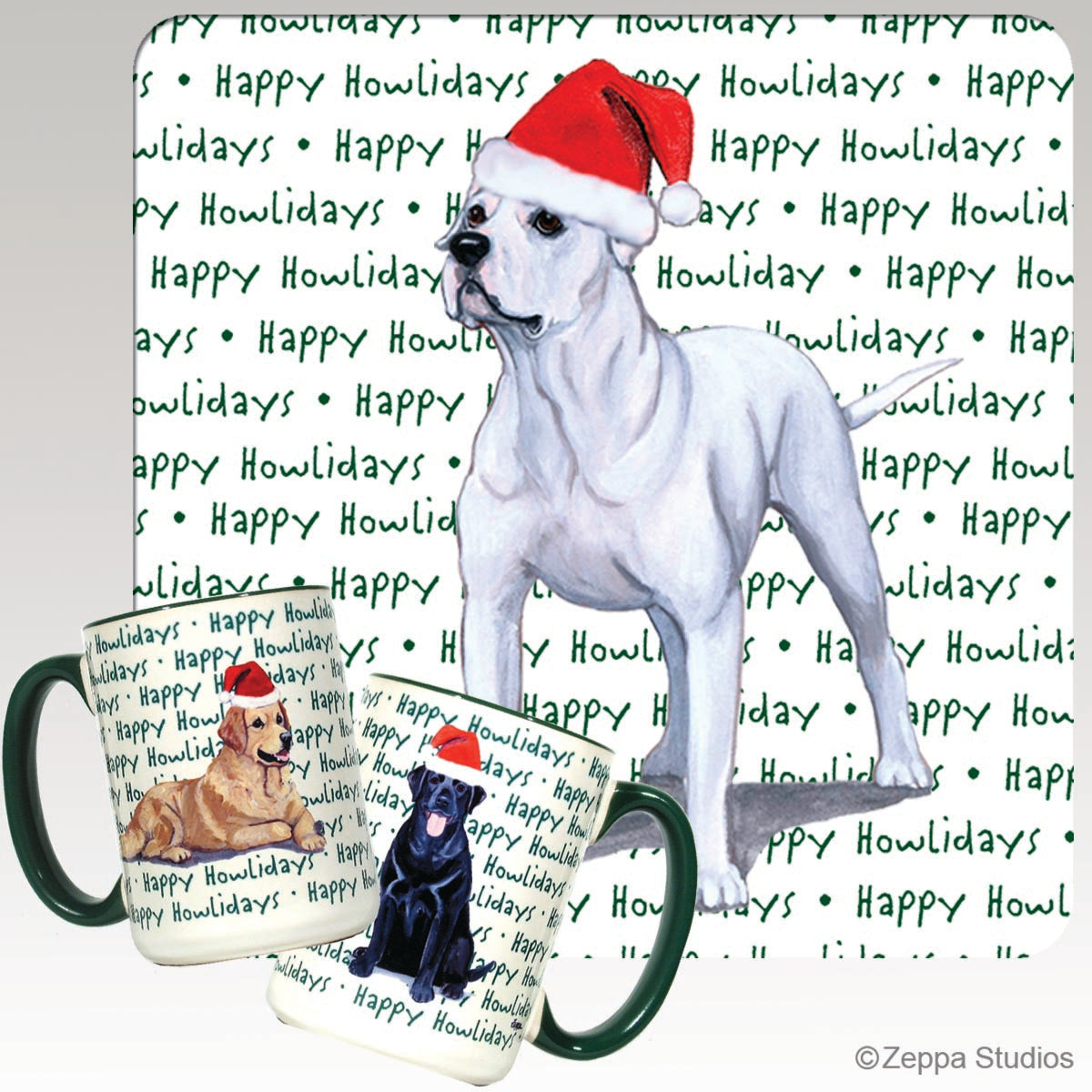 American Bulldog Christmas Mugs