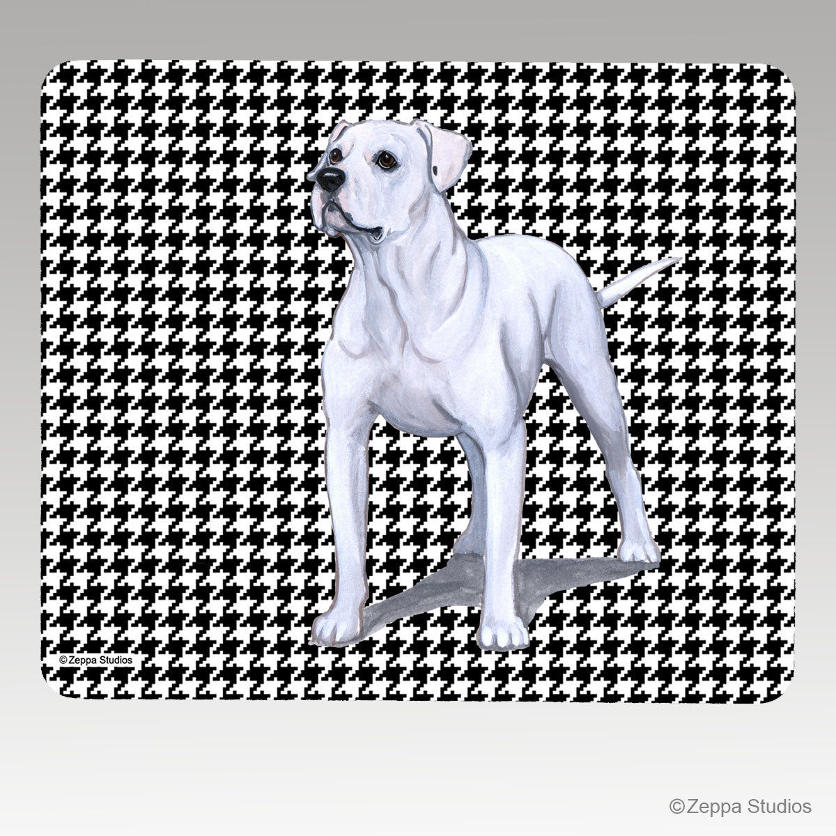 American Bulldog Houndstooth Mouse Pad