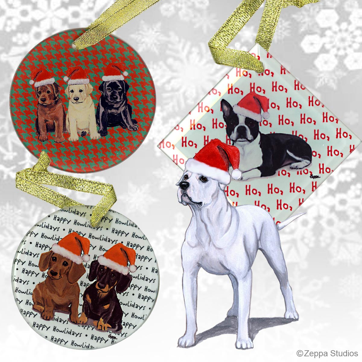 Fur Children Glass Christmas Ornaments - American Bulldog