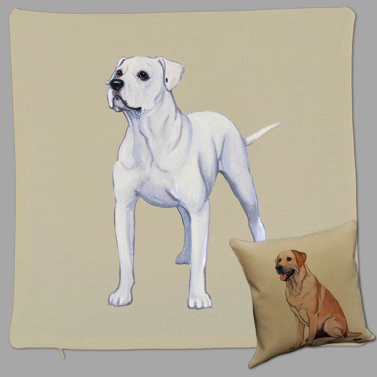 Zeppa Studios' American Bulldog  Throw Pillow