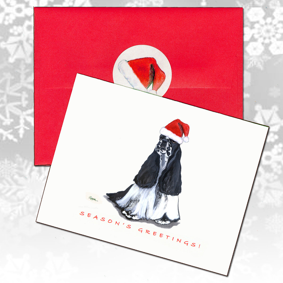 American Cocker Black and White Christmas Cards
