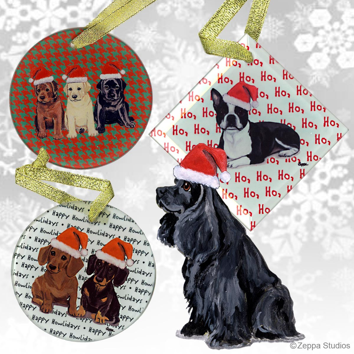 Fur Children Glass Christmas Ornaments - American Cocker Spaniel, Black