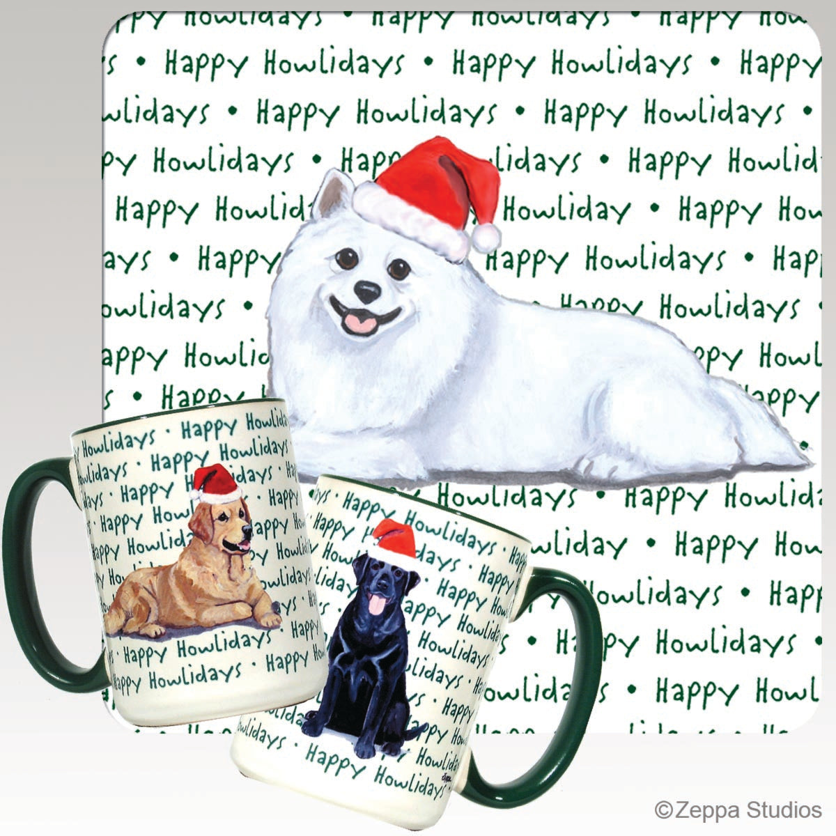American Eskimo Dog Christmas Mugs