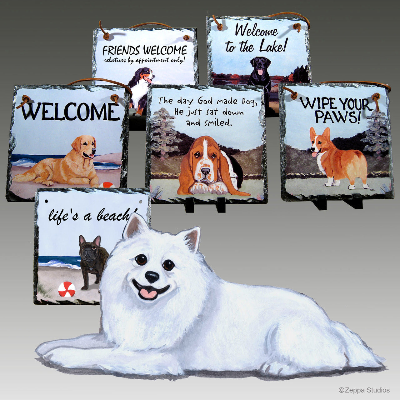 American Eskimo Dog Slate Signs