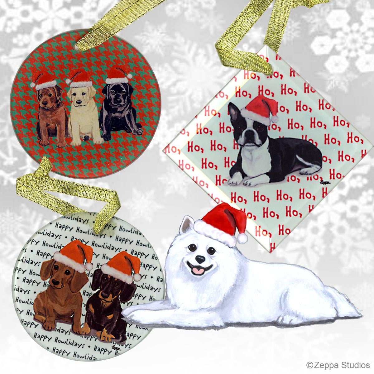 Fur Children Glass Christmas Ornaments - American Eskimo Dog