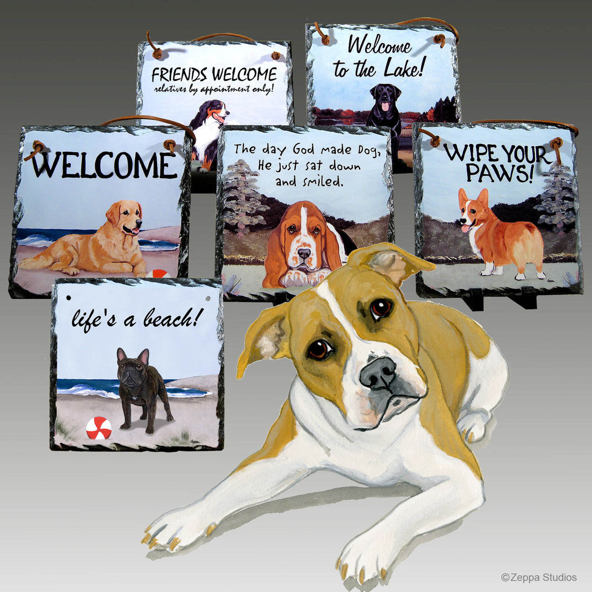 Pit Bull Slate Signs - Wipe Your Paws