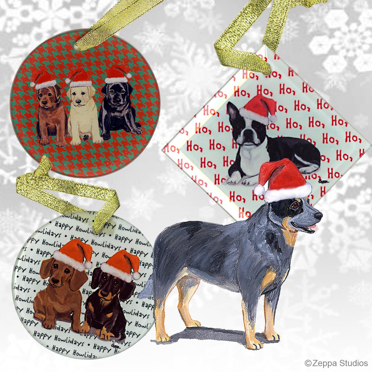 Fur Children Glass Christmas Ornaments - Australian Cattle Dog