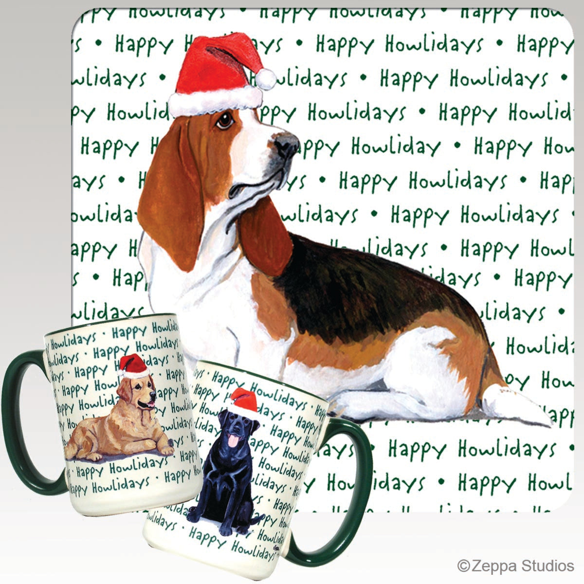 Basset Hound Christmas Mugs