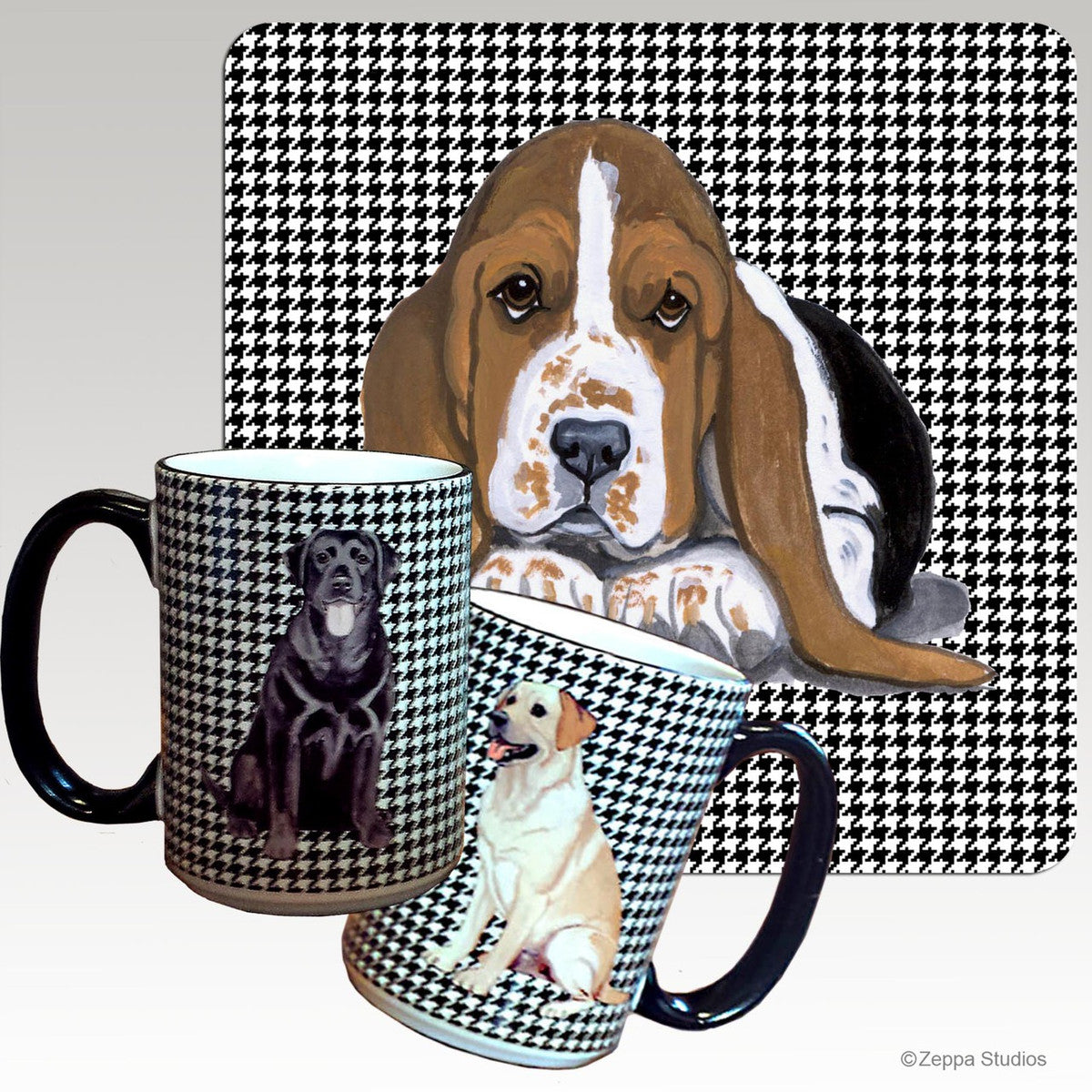 Bassett Puppy Houndstooth Mug
