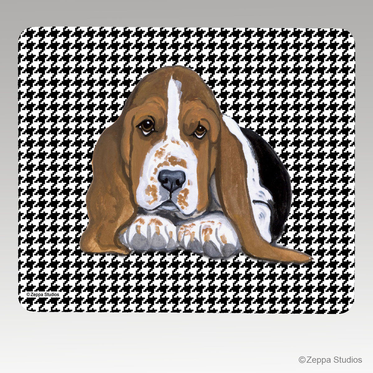 Basset Pup Houndstooth Mouse Pad